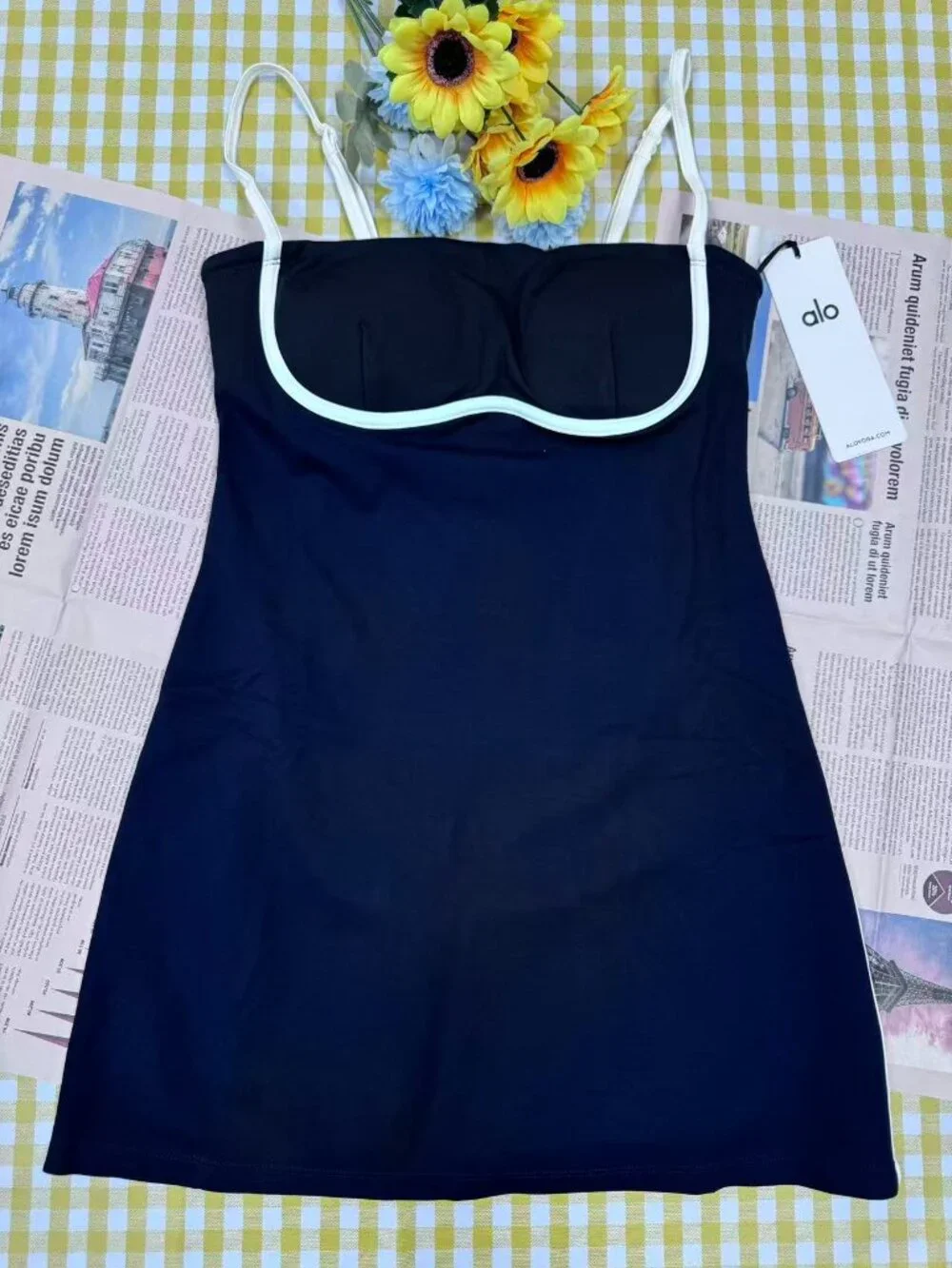 ALO Yoga Navy Mini Dress with White Piping